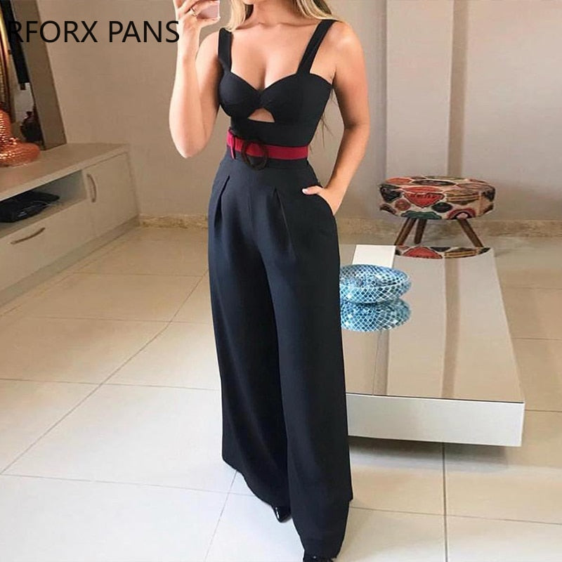 Cut Out Twist Front Wide Leg Jumpsuit