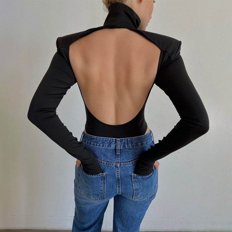 Long Sleeve Backless Bodysuit