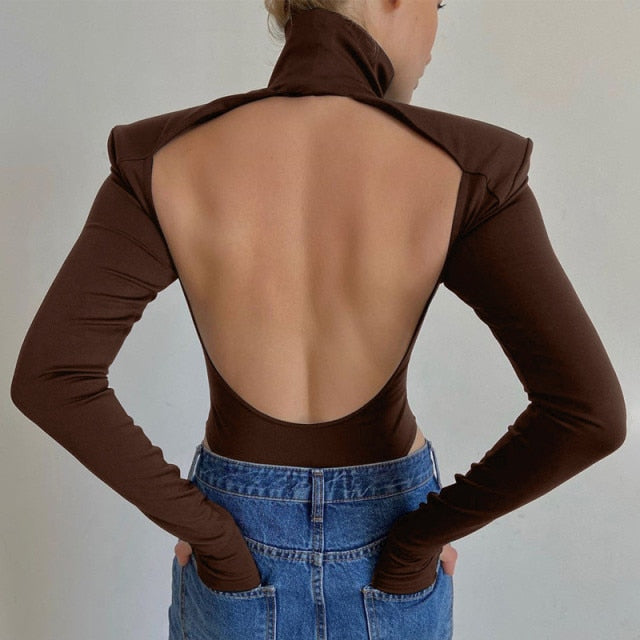 Long Sleeve Backless Bodysuit