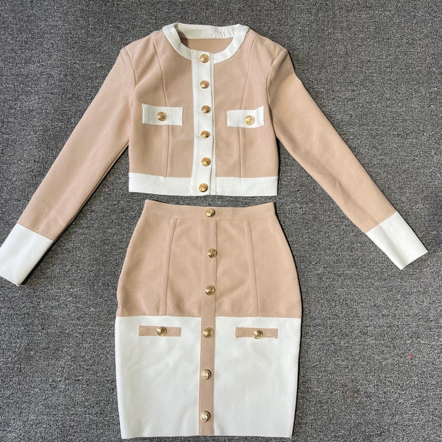 Tweed Co-ord Crop Blazer and Skirt Piece