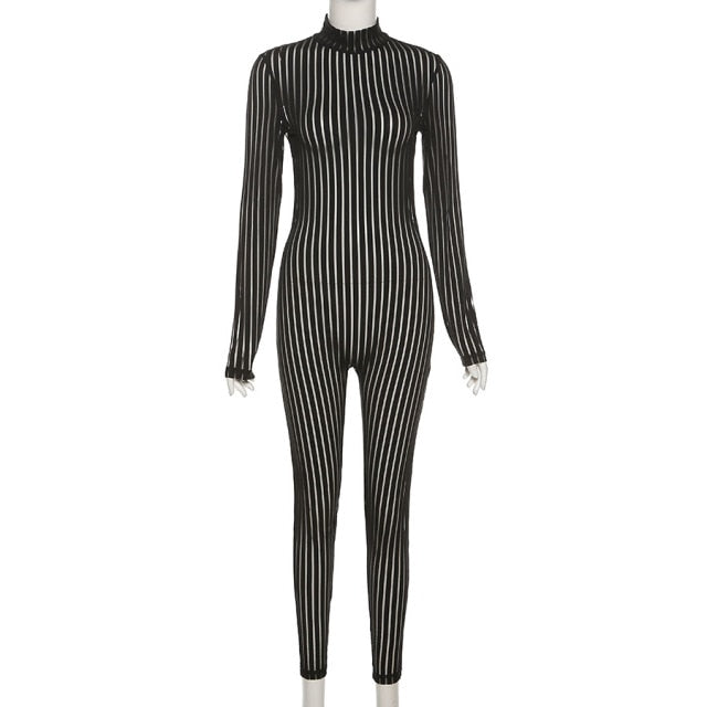 Strip Mesh Jumpsuit